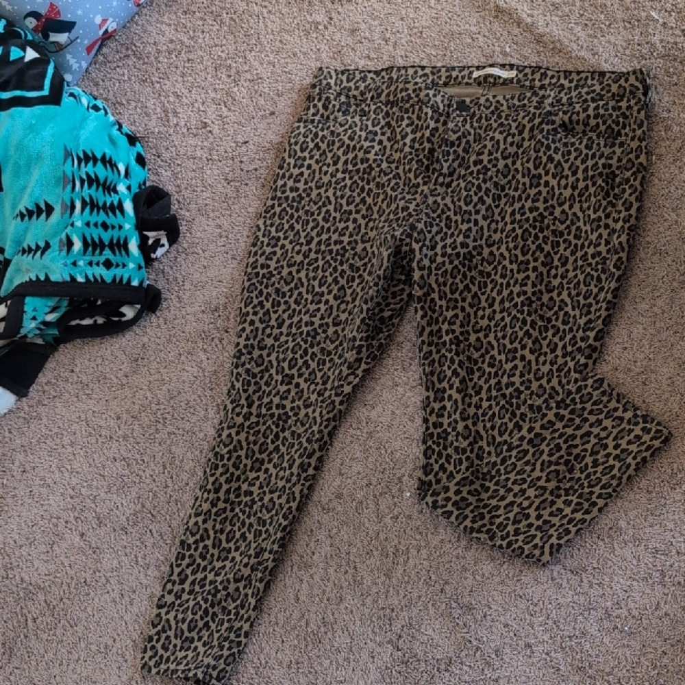 Leopard Print Skinny Pants - Brown/Black